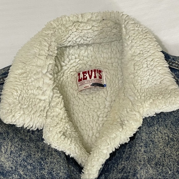Vintage Levis Trucker Sherpa Acid Wash Jacket Lg - Picture 3 of 7